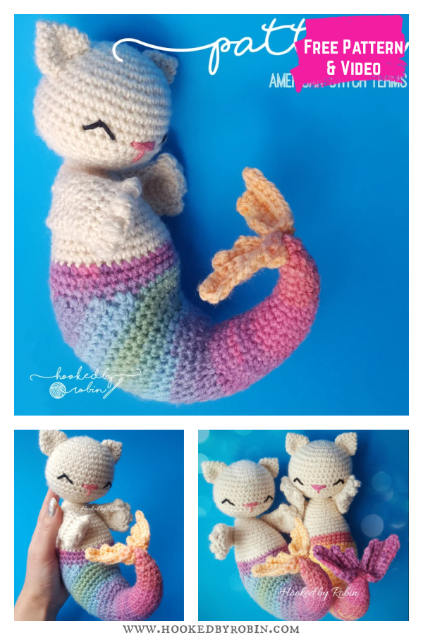 Purrmaid Mermaid Cat Free Crochet Pattern and Video Tutorial