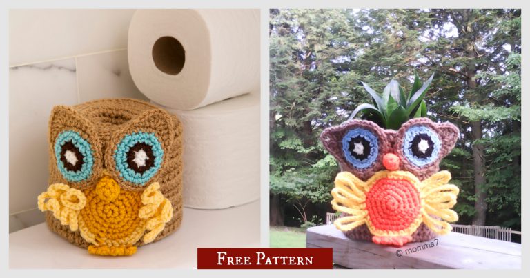Retro Owl Toilet Roll Cover Free Crochet Pattern