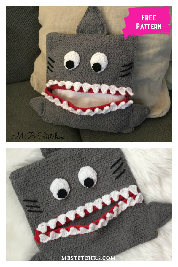 Shark Pajama Eater Pillow Free Crochet Pattern