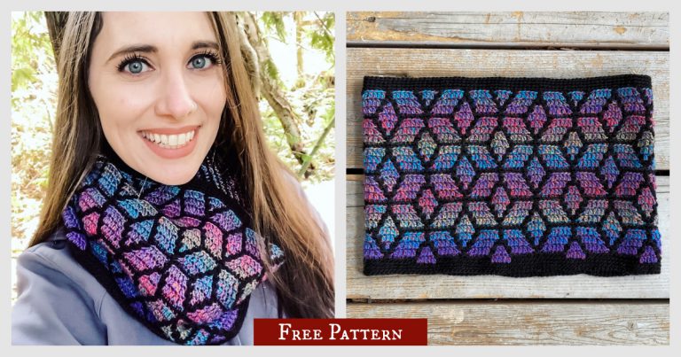 Skyshard Mosaic Cowl Free Crochet Pattern