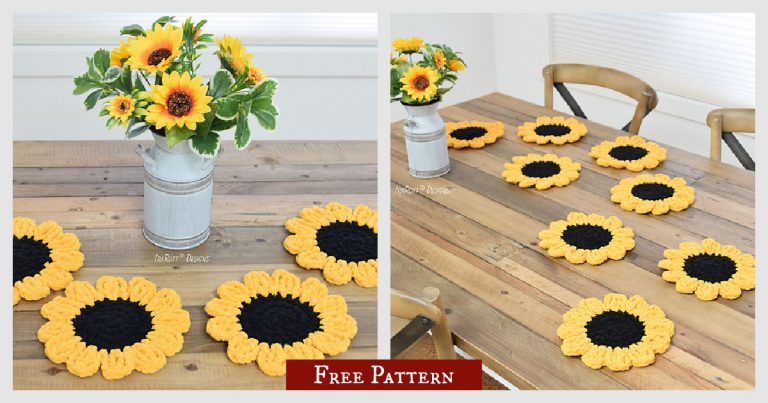 Sunflower Power Coasters Free Crochet Pattern