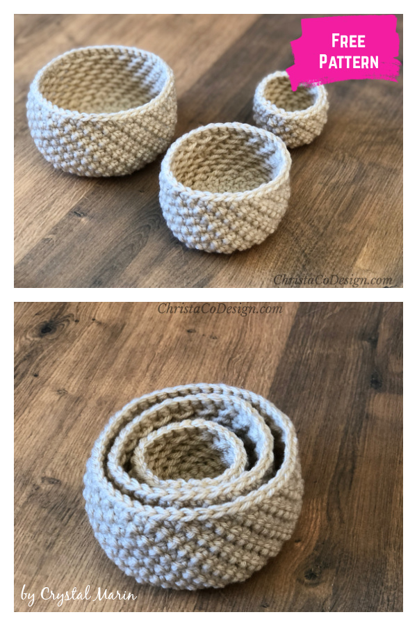 Alda Nesting Baskets Free Crochet Pattern