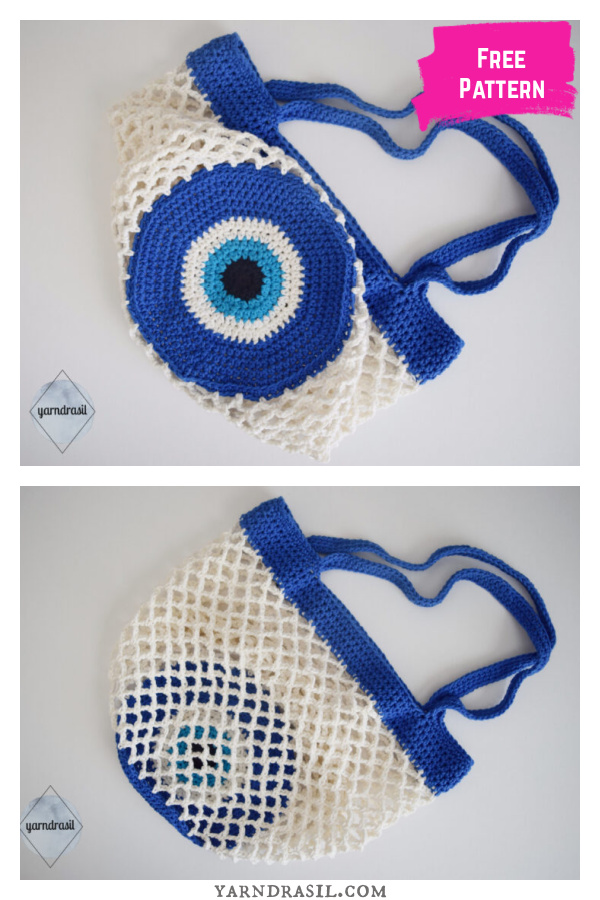Evil Eye Market Bag Free Crochet Pattern