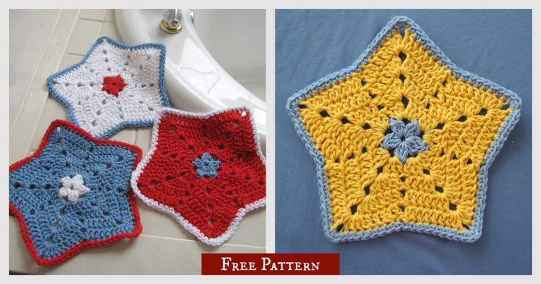 Little Star Dish Cloth Free Crochet Pattern