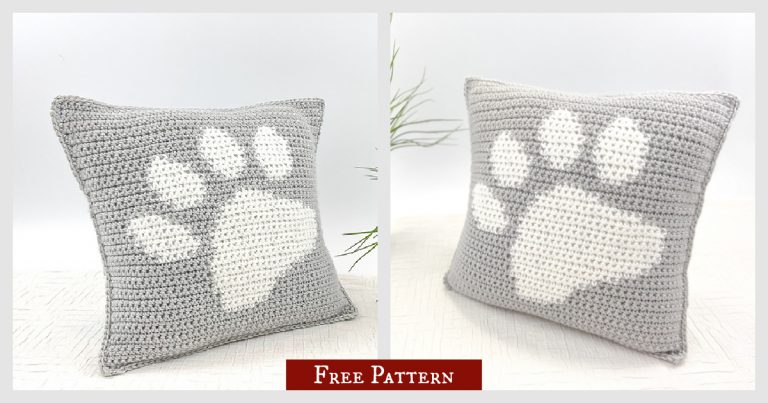 Paw Print Pillow Cover Free Crochet Pattern