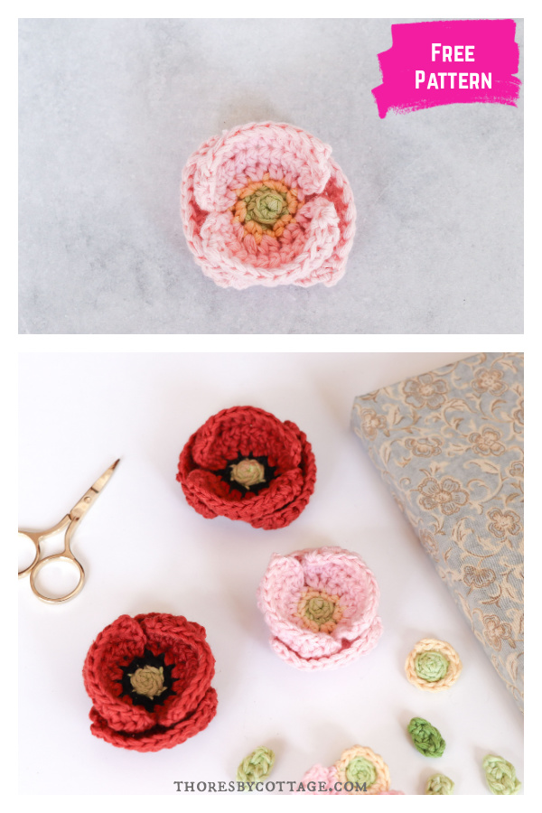 Remembrance Poppy Flower Free Crochet Pattern