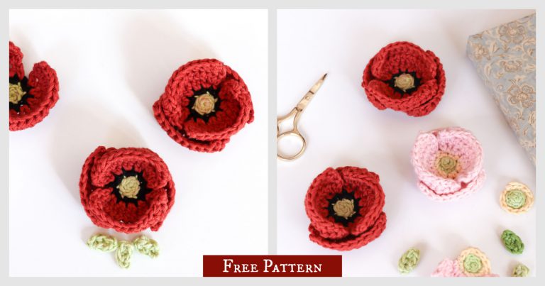 Remembrance Poppy Flower Free Crochet Pattern