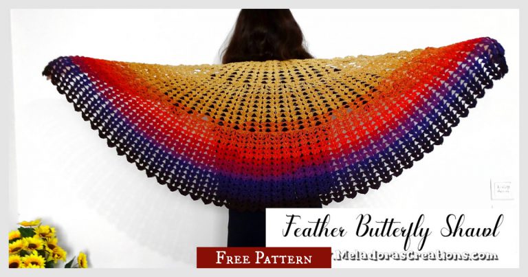 Feather Butterfly Shawl Free Crochet Pattern and Video Tutorial