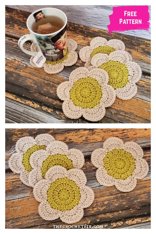 Flower Power Coasters Free Crochet Pattern