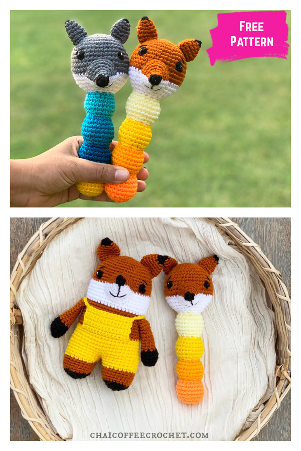 Fox and Wolf Rattle Free Crochet Pattern