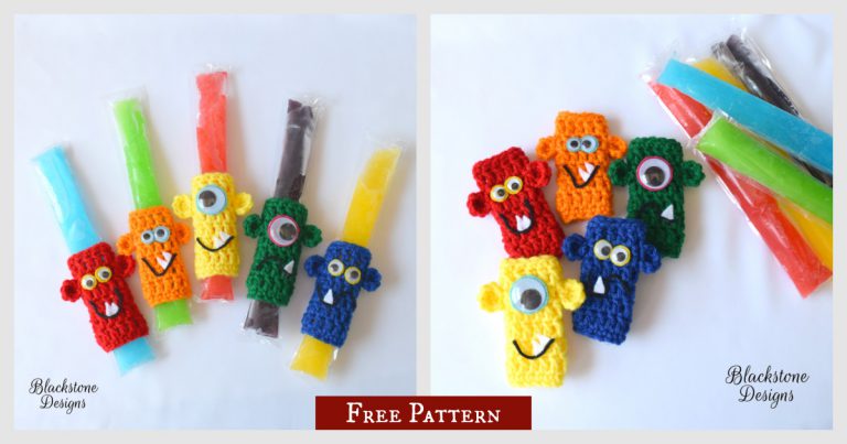Monster Ice Pop Holders Free Crochet Pattern