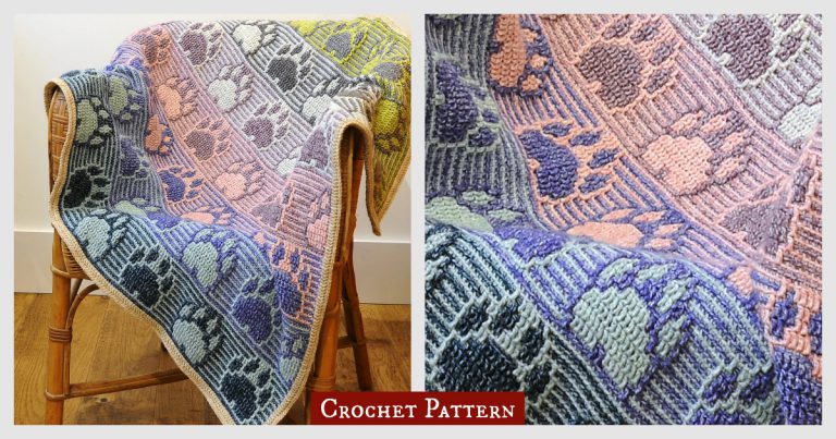 Mosaic Paw Print Blanket Crochet Pattern