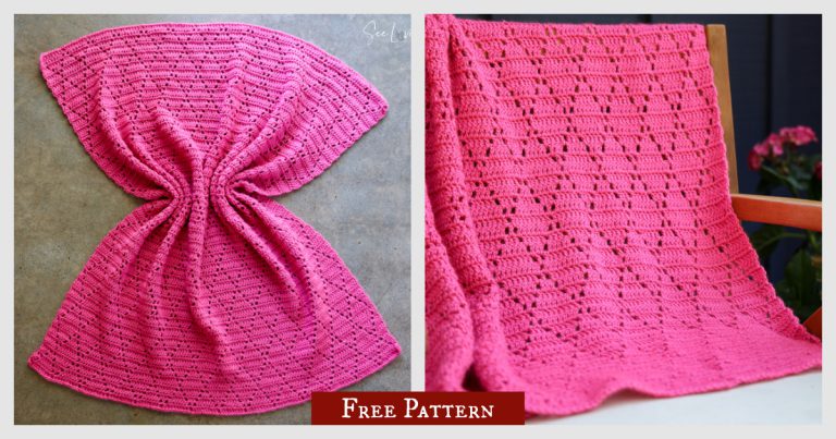 Petunia Lace Diamond Baby Blanket Free Crochet Pattern