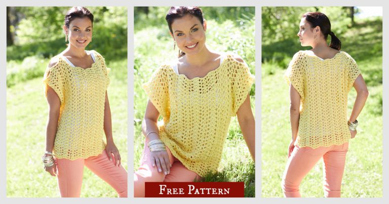 Scalloped Top Free Crochet Pattern and Video Tutorial