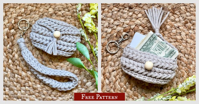 Amaryllis Keychain Wallet Free Crochet Pattern and Video Tutorial