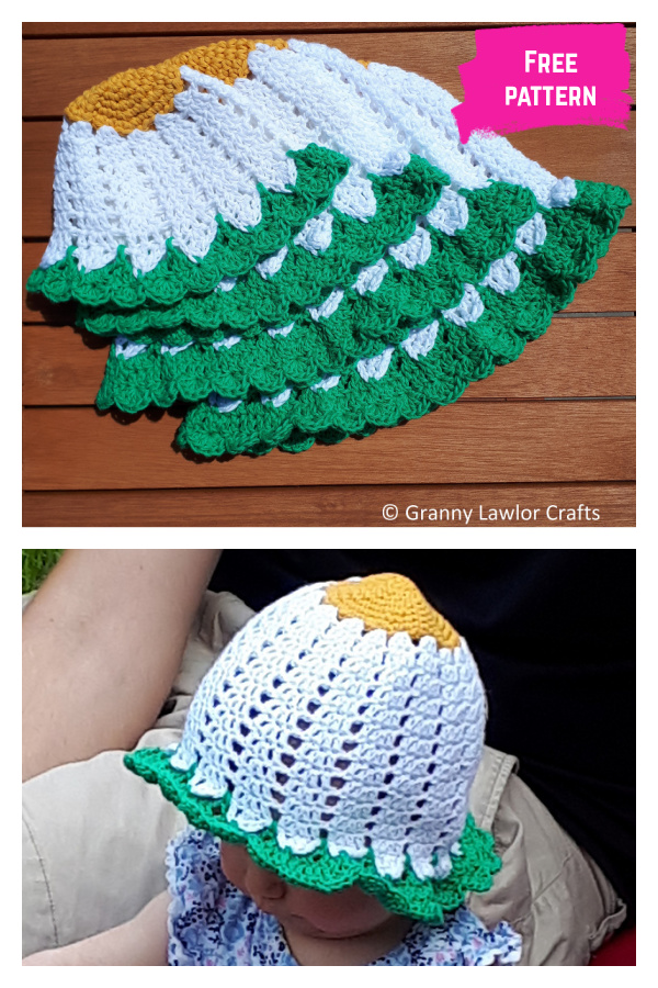 Baby Daisy Sun Hat Free Crochet Pattern