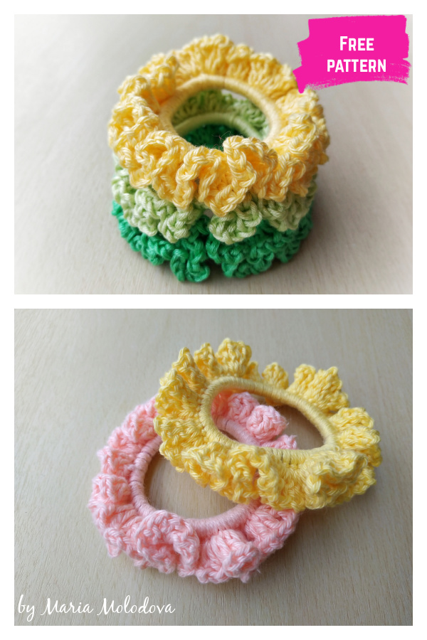 Ruffle Scrunchie Free Crochet Pattern