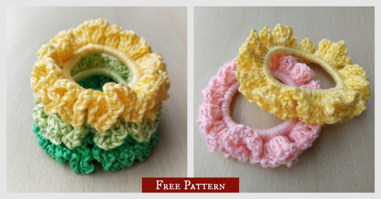 Ruffle Scrunchie Free Crochet Pattern