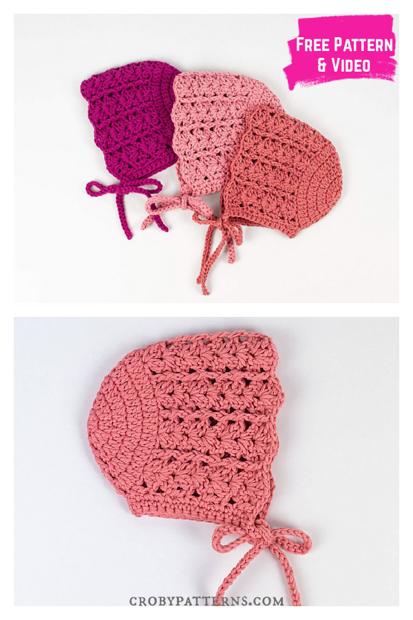 Seashell Baby Bonnet Free Crochet Pattern and Video Tutorial