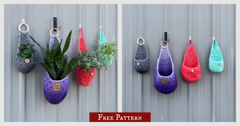 Sweet Stripes Hanging Baskets Free Crochet Pattern