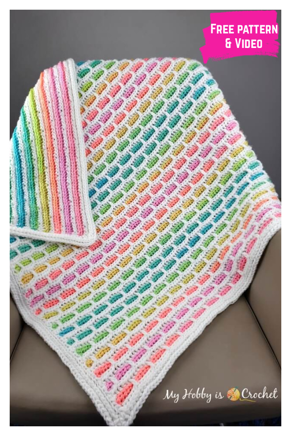 Unicorn Bricks Baby Blanket Free Crochet Pattern and Video Tutorial