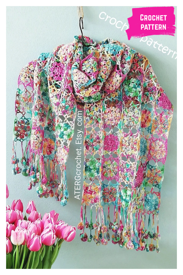 Flower Square Shawl Crochet Pattern