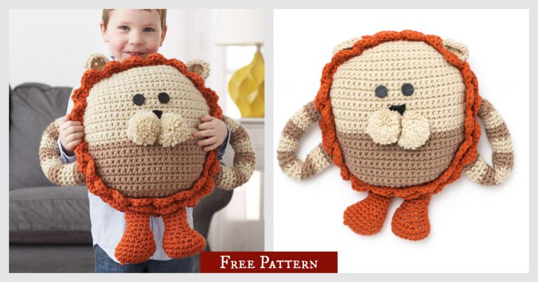 Huggable Lion Pillow Free Crochet Pattern