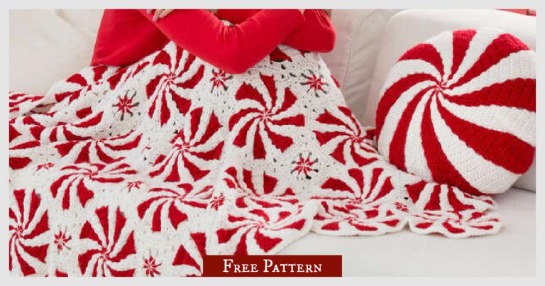Peppermint Throw and Pillow Free Crochet Pattern and Video Tutorial