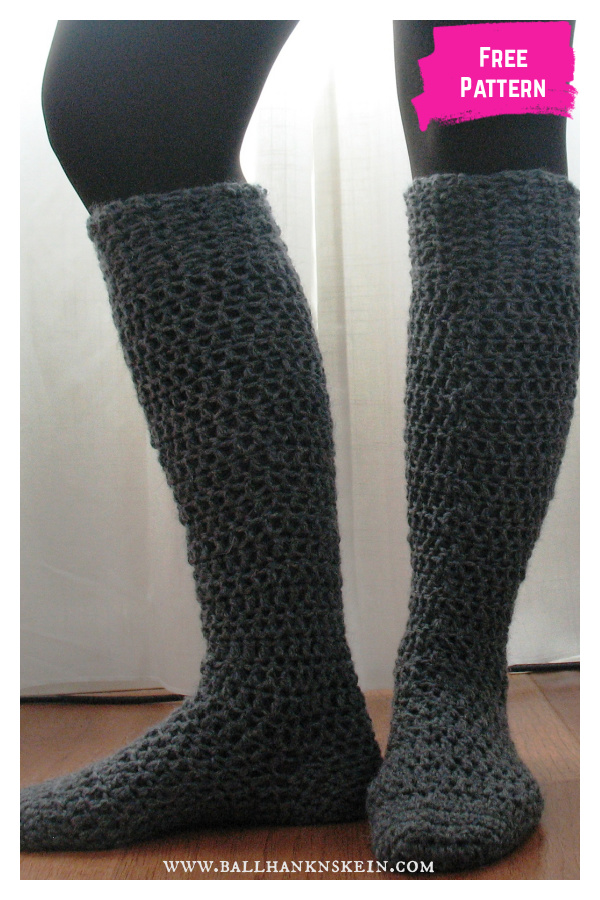 Chunky Knee-High Boot Sock Free Crochet Pattern