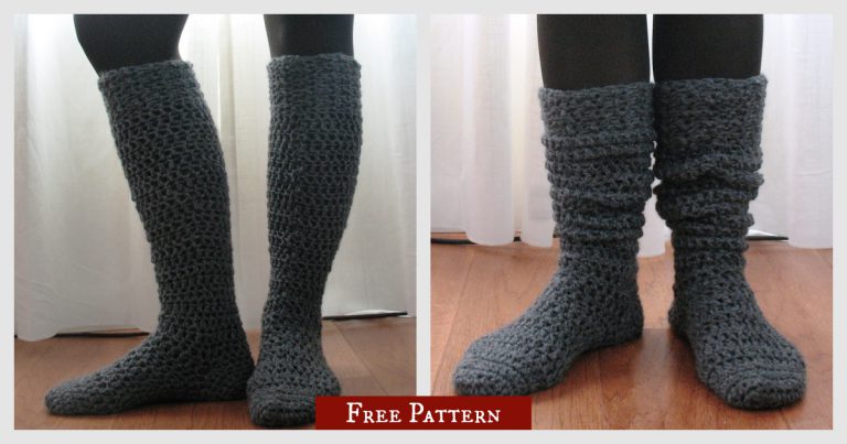 Chunky Knee-High Boot Socks Free Crochet Pattern