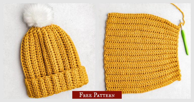 Easy Chunky Ribbed Beanie Hat Free Crochet Pattern