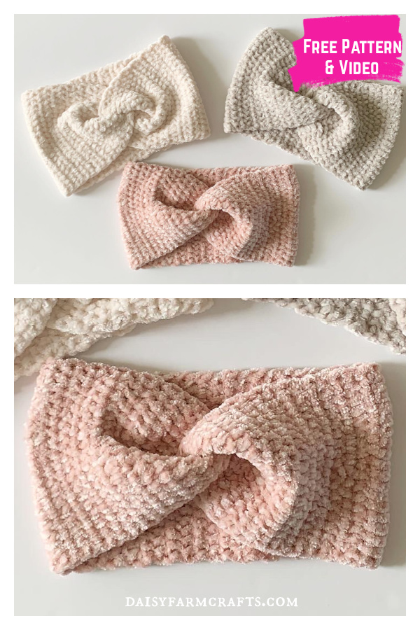 Easy Velvet Twist Headband Free Crochet Pattern and Video Tutorial