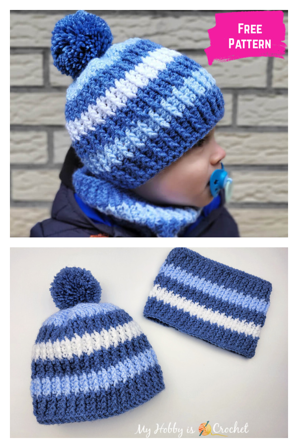 Shifted Rib Hat and Cowl Set Free Crochet Pattern