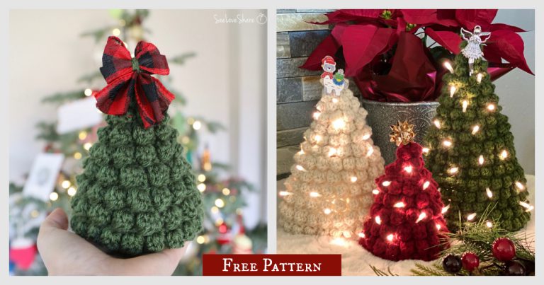 Bobble Stitch Christmas Tree Trio Free Crochet Pattern