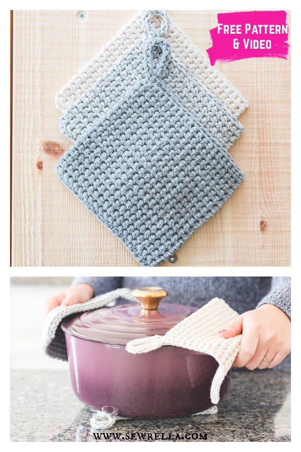 Double Thick Potholders Free Crochet Pattern and Video Tutorial