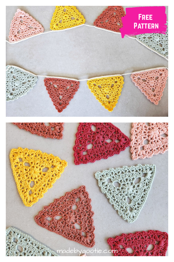 Floral Triangle Bunting Free Crochet Pattern