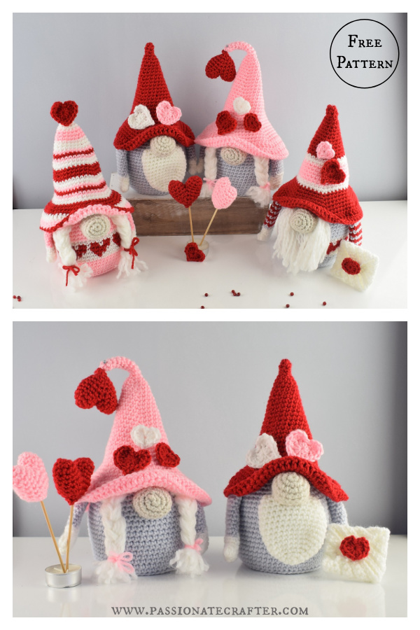 Valentine's Gnome Set Free Crochet Pattern 