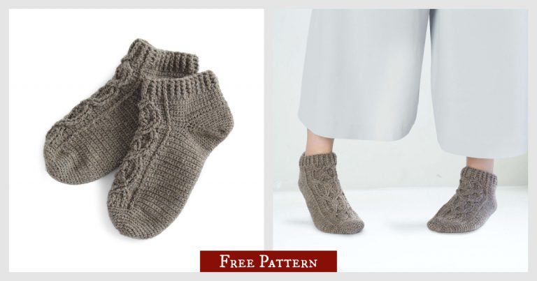 Cabled Socks Free Crochet Pattern