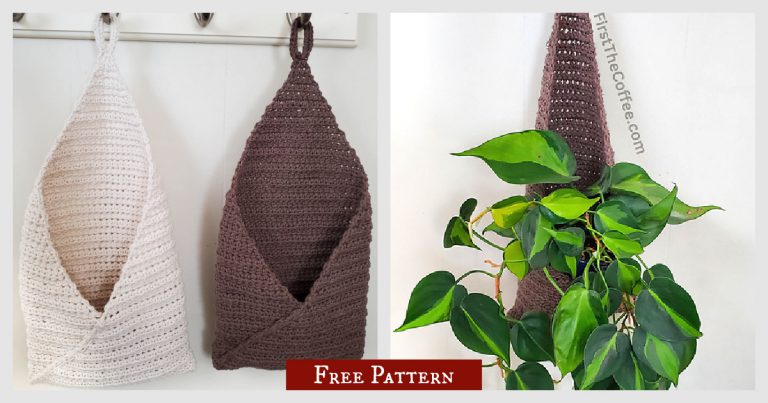 No Sew Hanging Basket Free Crochet Pattern and Video Tutorial