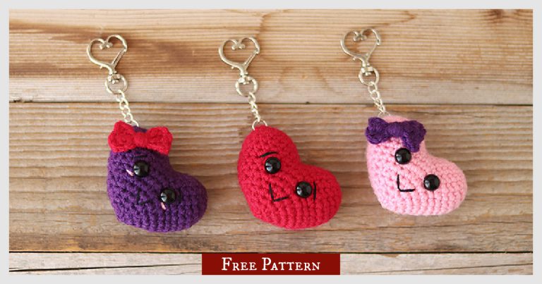 Puffy Heart Keychain Free Crochet Pattern