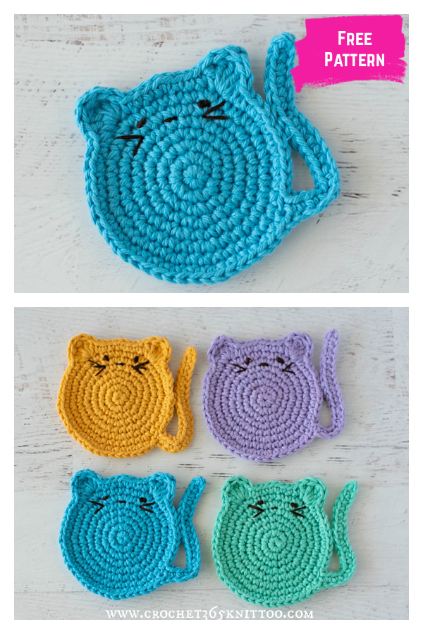 Cat Coasters Free Crochet Pattern