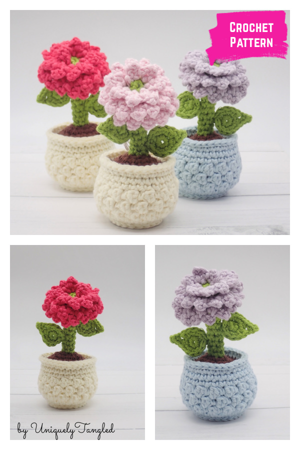 Dahlia in a Flower Pot Crochet Pattern