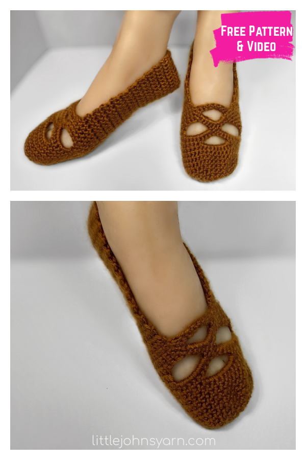 Peek-a-boo Slippers Free Crochet Pattern and Video Tutorial