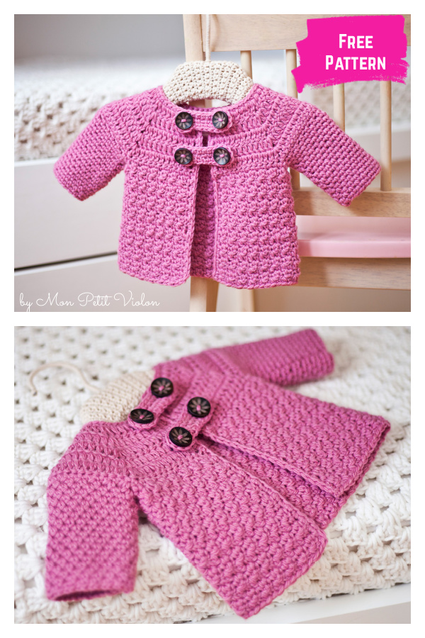 Buttoned Baby Jacket Free Crochet Pattern