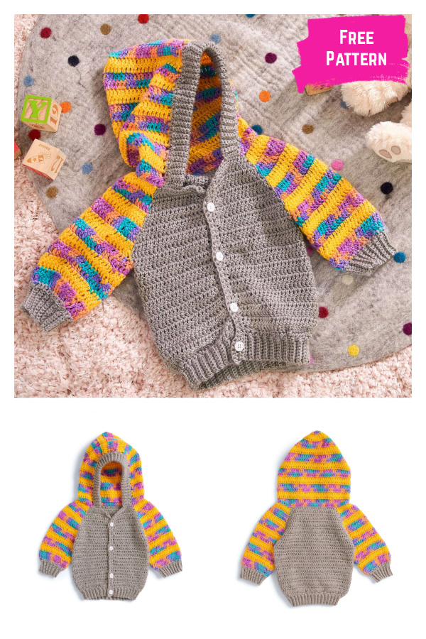 Candy Stripes Hooded Cardigan Free Crochet Pattern