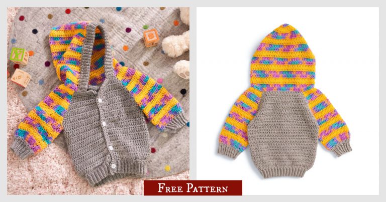 Candy Stripes Hooded Cardigan Free Crochet Pattern