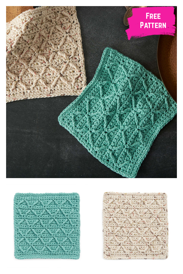 Diamond Lines Dishcloth Free Crochet Pattern