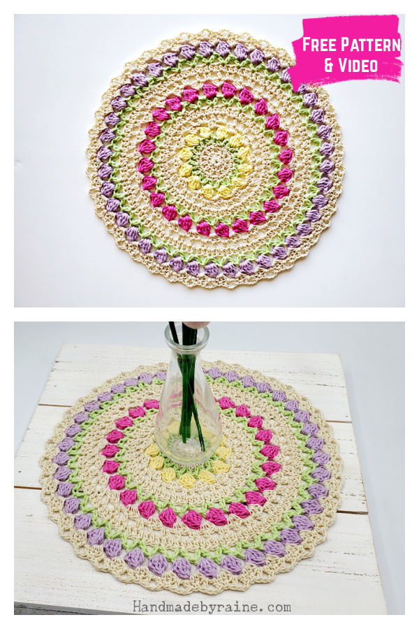 Tulip Mandala Free Crochet Pattern and Video Tutorial