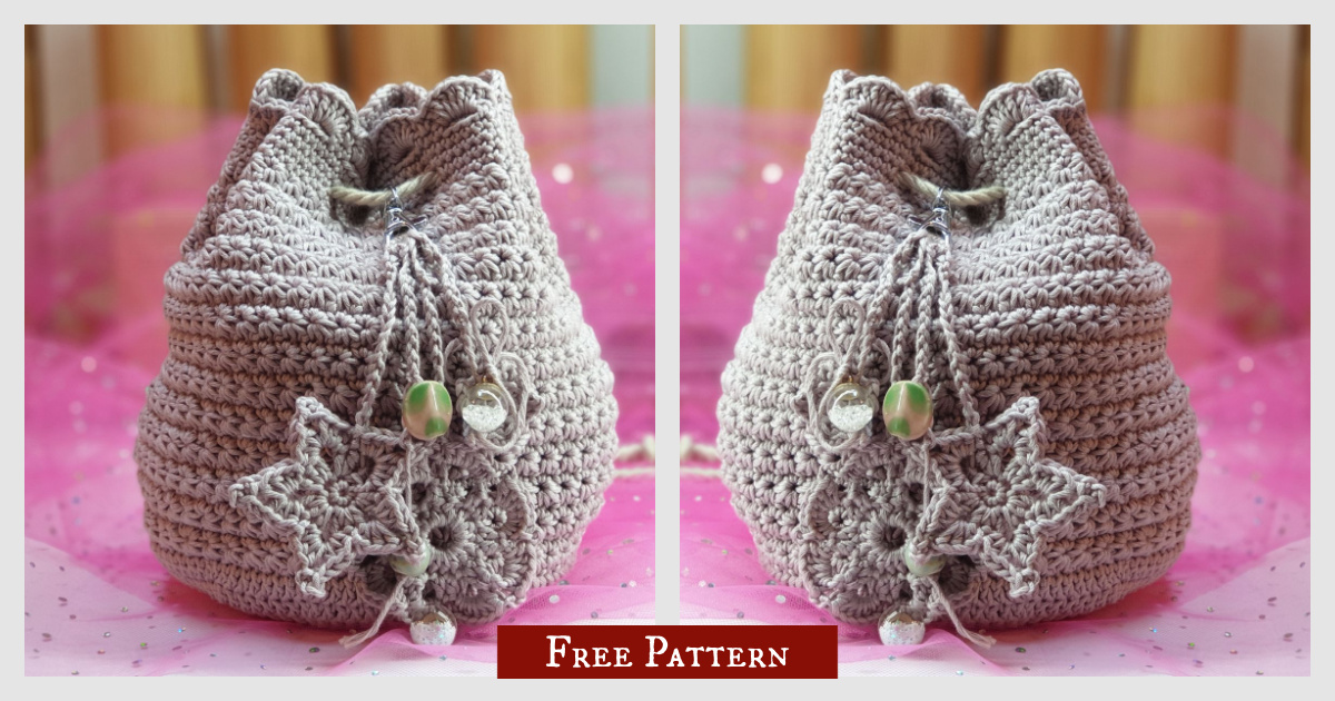 Star Stitch Drawstring Bag Free Crochet Pattern