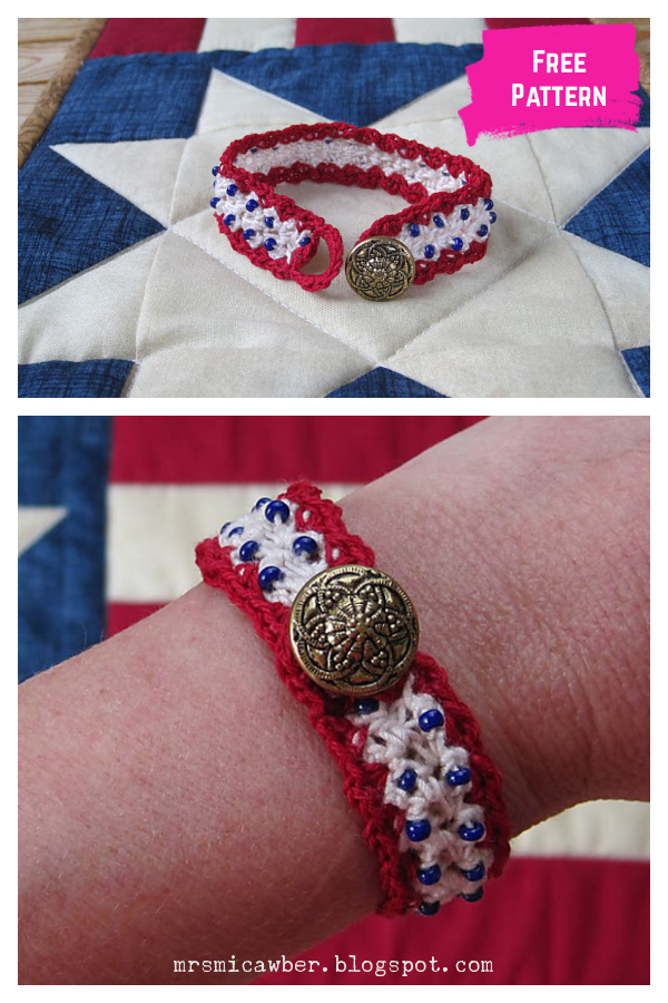 Sweet Liberty Bracelet Free Crochet Pattern